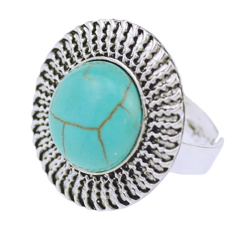 2015 Hot Pop Tibetan silver Vintage Turquoise Adjustable Rings - Stylishjewelry