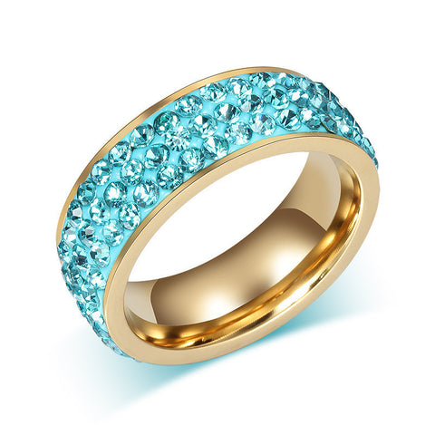 Fashion Sainless Steel Crystal Ring Unique Design Luxurious Exquisite Finger Ring for Women's Wedding Gift 5 Colors - Stylishjewelry