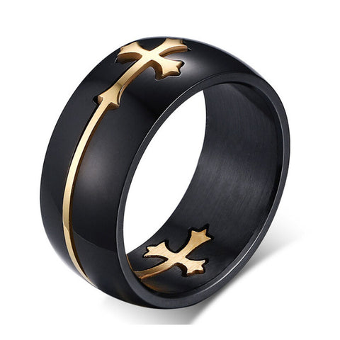 Size 7-13 8mm Stainless Steel Sideways Cross Ring Prayer Lord Jesus Christian Church Party - Stylishjewelry