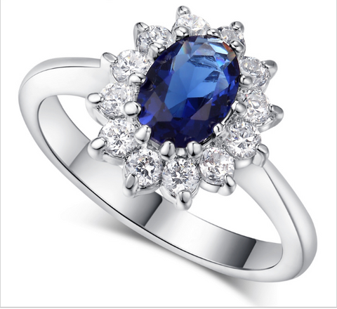 Top Quality Blue Crystal Silver Wedding Ring for Women - Stylishjewelry