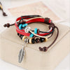 Leather Bracelet with Feathers - Stylishjewelry
