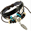 Leather Bracelet with Feathers - Stylishjewelry