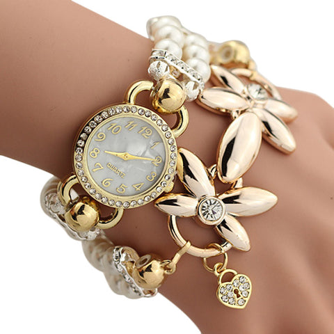 Luxury Whte Pearl Bracelet Jewelry Quartz Watch Women Dress Watch Ladies Wrist watch 2016 Relogio Feminino Clock - Stylishjewelry