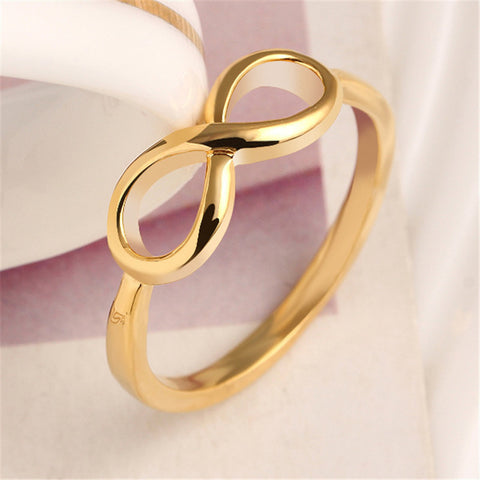 Luxury Inverted 8 Word Deign Zircon Crystal Alloy Rings Korean Fashion Simple Temperament Ring - Stylishjewelry