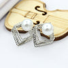 Golden Square & Pearl Earrings - Stylishjewelry