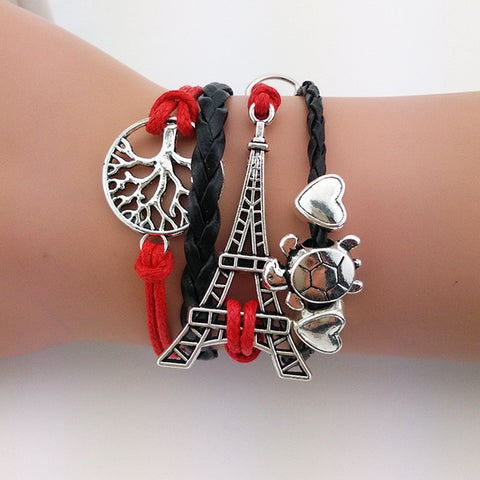 Eiffel Tower, Turtle & Tree Bracelet - Stylishjewelry