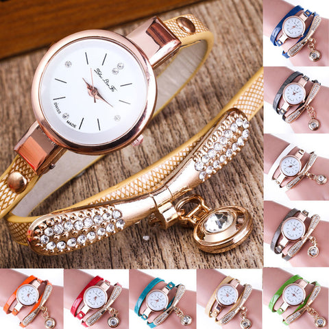 Women Watches Bracelet Watch Ladies Leather Rhinestone Analog Quartz Stainless Steel Wristwatches 9 Colors Watch Female ZHOU - Stylishjewelry