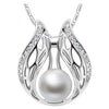 BAMOER  Silver Color Imitation Pearl Necklaces & Pendants with Paved Micro AAA Cubic Zircon Women Jewelry YIN027 - Stylishjewelry