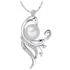 BAMOER  Silver Color Imitation Pearl Necklaces & Pendants with Paved Micro AAA Cubic Zircon Women Jewelry YIN027 - Stylishjewelry