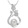 BAMOER  Silver Color Imitation Pearl Necklaces & Pendants with Paved Micro AAA Cubic Zircon Women Jewelry YIN027 - Stylishjewelry