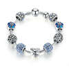BAMOER Antique Silver Charm Bracelet & Bangle with Love and Flower Crystal Ball Women Wedding Valentine's Day Gift PA1455 - Stylishjewelry
