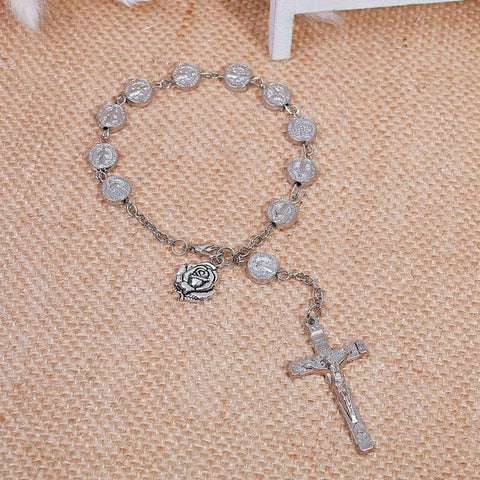 DoreenBeads 2017 New Women Beaded Bracelet Prayer Rosary Beads Bracelets Cross Jesus Pendants 18cm-21cm long 1 Piece Summer Chic - Stylishjewelry
