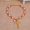 DoreenBeads 2017 New Women Beaded Bracelet Prayer Rosary Beads Bracelets Cross Jesus Pendants 18cm-21cm long 1 Piece Summer Chic - Stylishjewelry