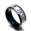 High quality large size 8mm 316 Titanium Steel 14KGP jesus cross Letter bible wedding band ring men women - Stylishjewelry